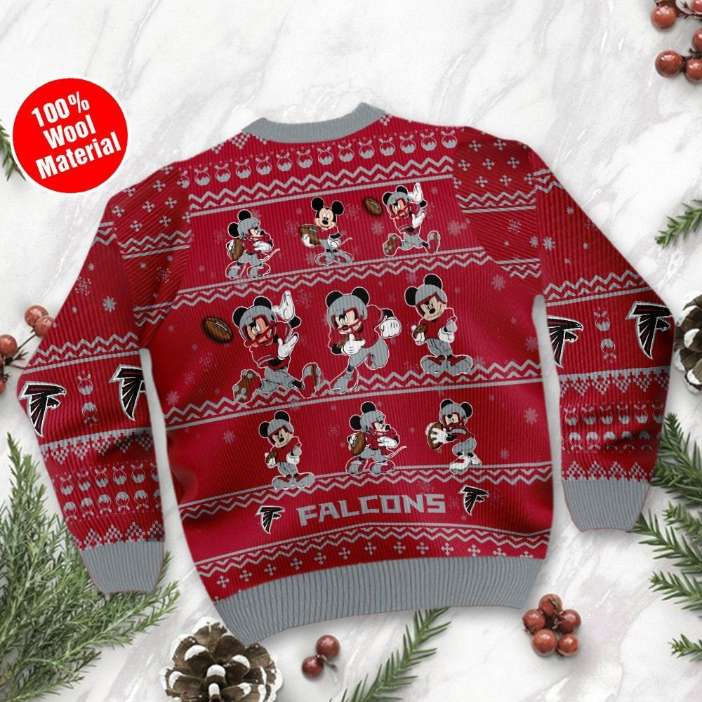 Atlanta Falcons Mickey Mouse Ugly Christmas Sweater Adult 3D Funny Matching for family - Image 3