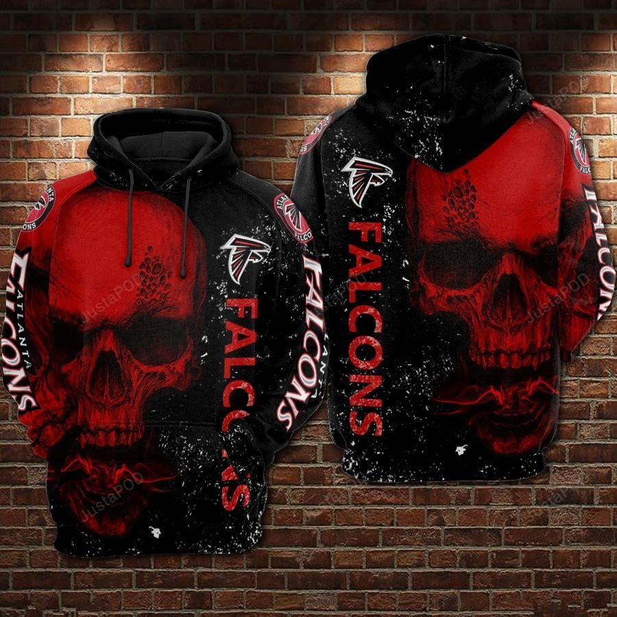 Atlanta Falcons Ncaa Football Skull Red 3D All Over Print Hoodie, Zip Hoodie