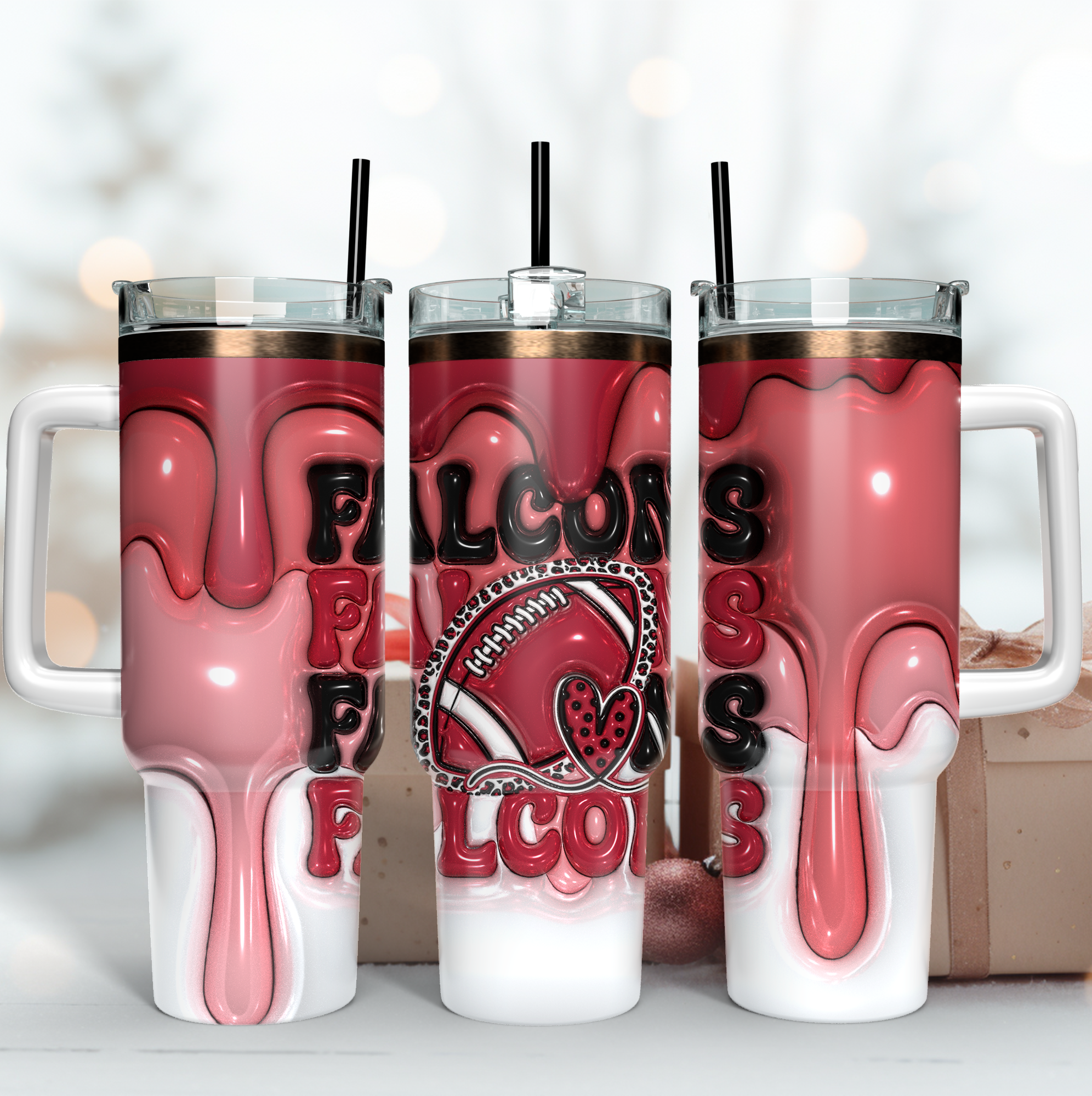 Atlanta Falcons NFL 3D Inflated Puff Effect Custom Stanley Cup 40 oz 30 oz Tumbler With HandleTVC2301189