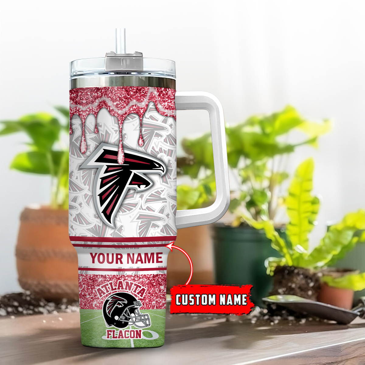 Atlanta Falcons NFL Glitter Custom Stanley Cup 40 oz 30 oz Tumbler With HandleTVC230194