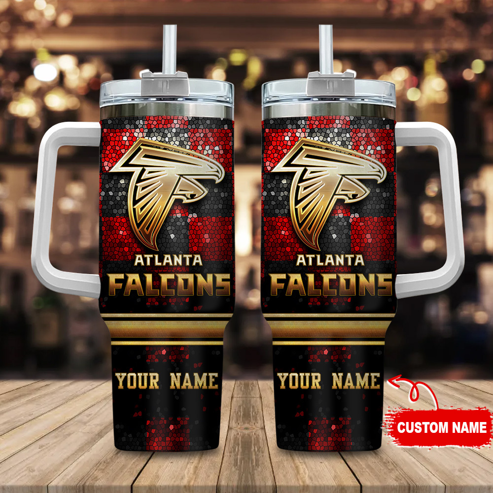 Atlanta Falcons NFL Glitter Golden Logo Custom Stanley Cup 40 oz 30 oz Tumbler With HandleTVC2301113