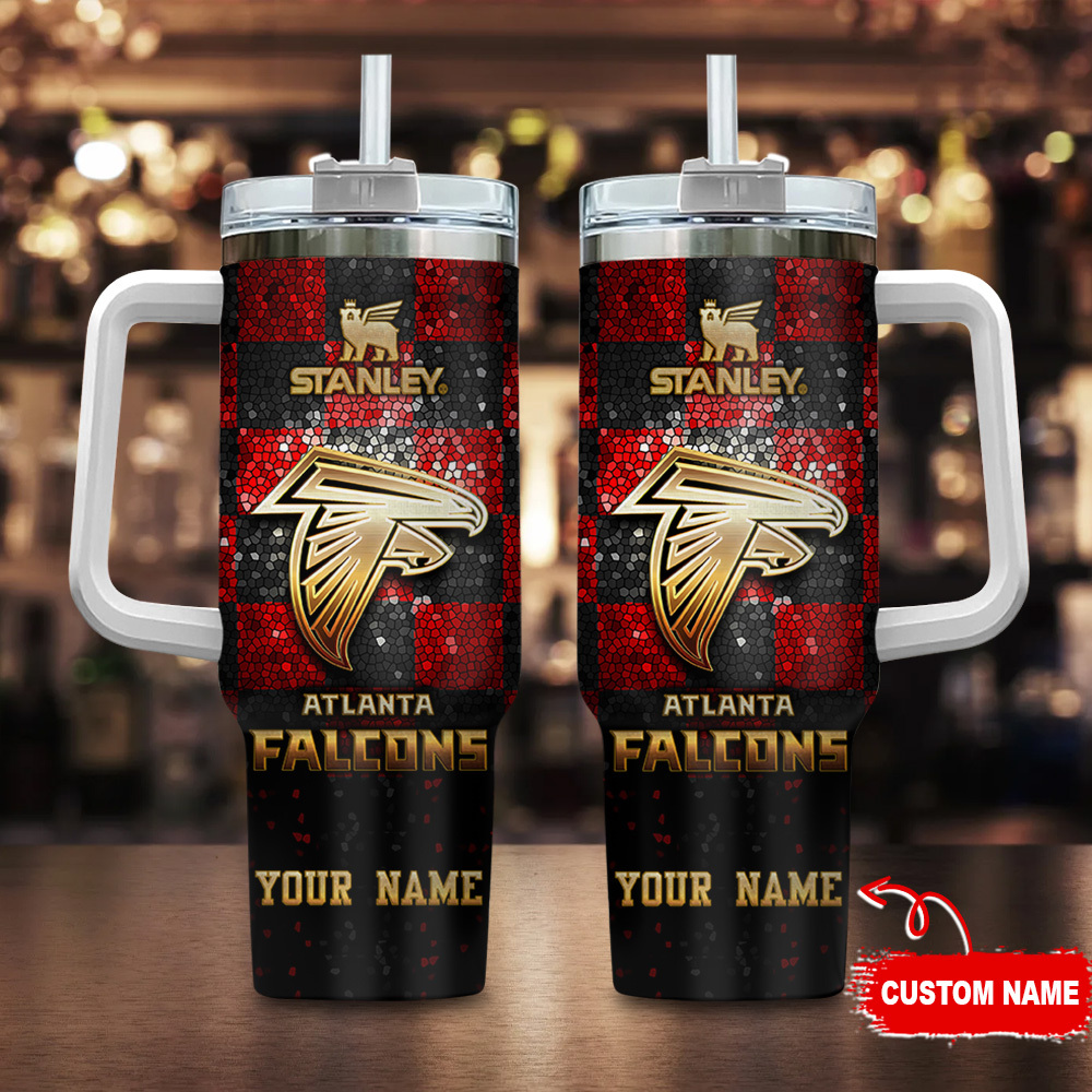 Atlanta Falcons NFL Glitter Golden Logo Custom Stanley Cup 40 oz 30 oz Tumbler With HandleTVC2301115