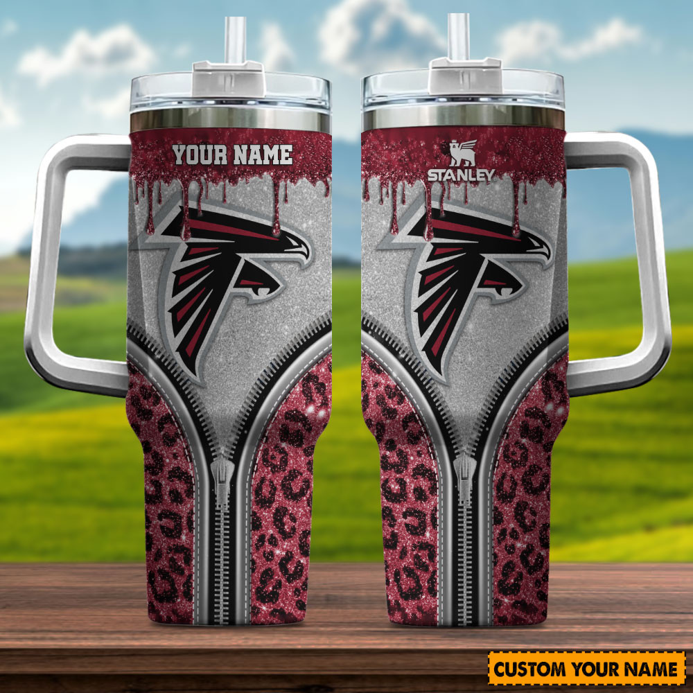Atlanta Falcons NFL Glitter Leopard Print Custom Stanley Cup 40 oz 30 oz Tumbler With HandleTVC230144