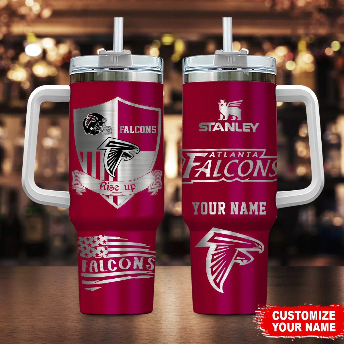 Atlanta Falcons NFL Silver Logo Custom Stanley Cup 40 oz 30 oz Tumbler With HandleTVC2301105