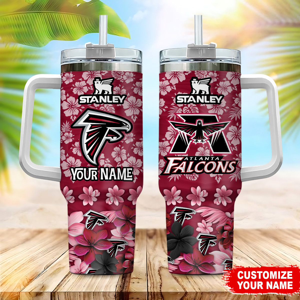 Atlanta Falcons NFL Tropical Floral Custom Stanley Cup 40 oz 30 oz Tumbler With HandleTVC2301225