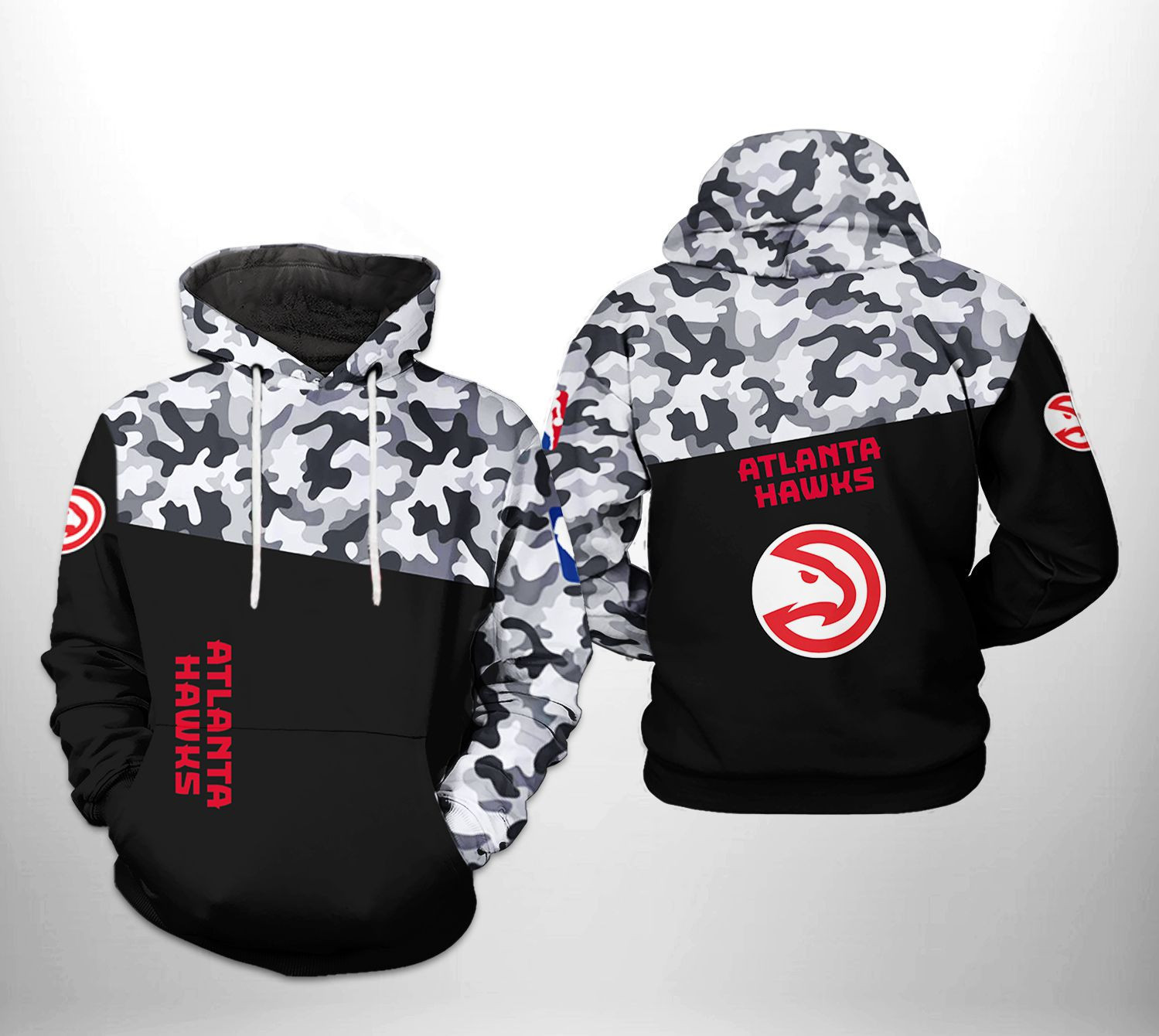 Atlanta Hawks NBA Camo Veteran Team 3D All Over Print Hoodie, Zip Hoodie