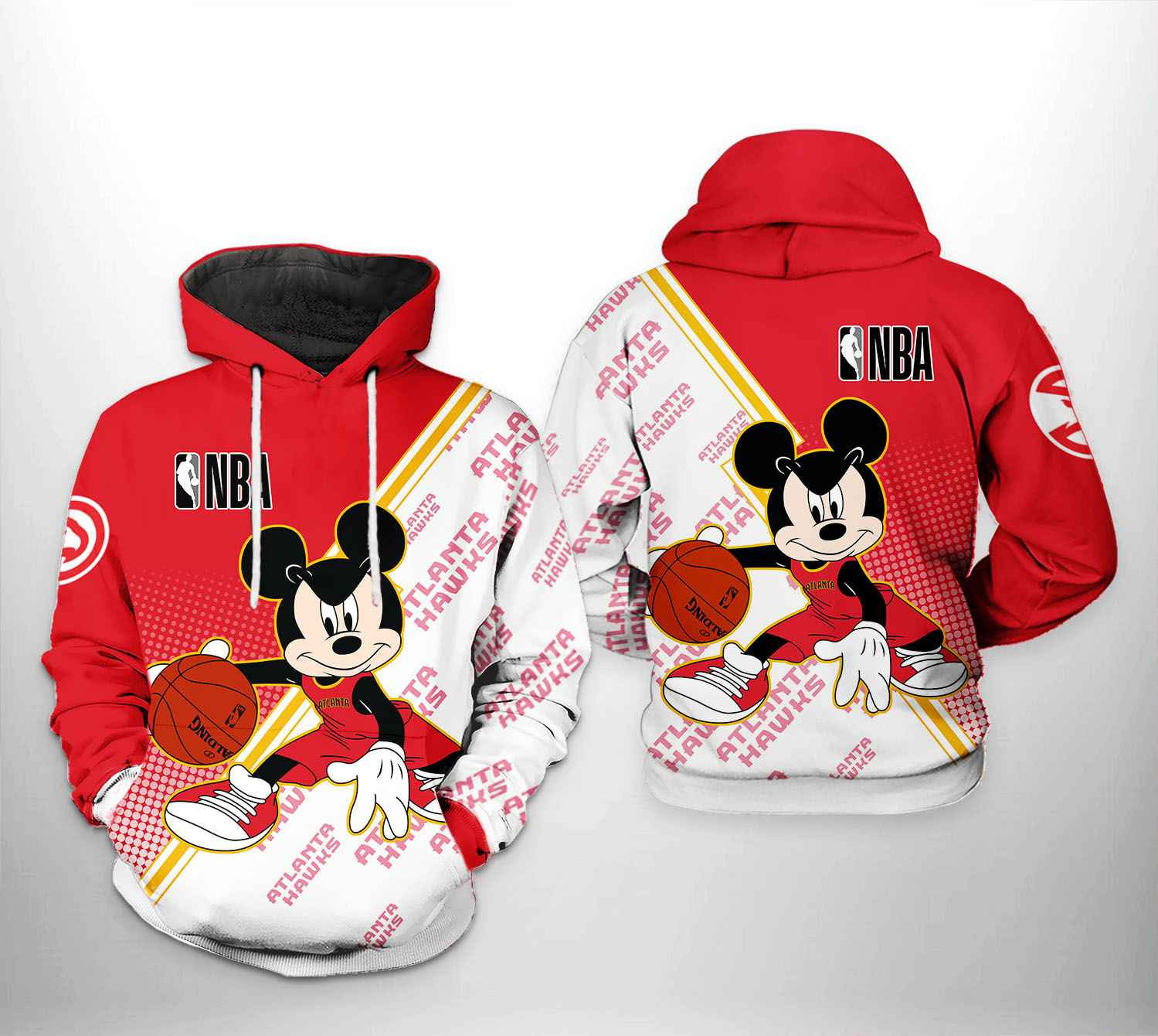 Atlanta Hawks NBA Mickey 3D All Over Print Hoodie, Zip Hoodie