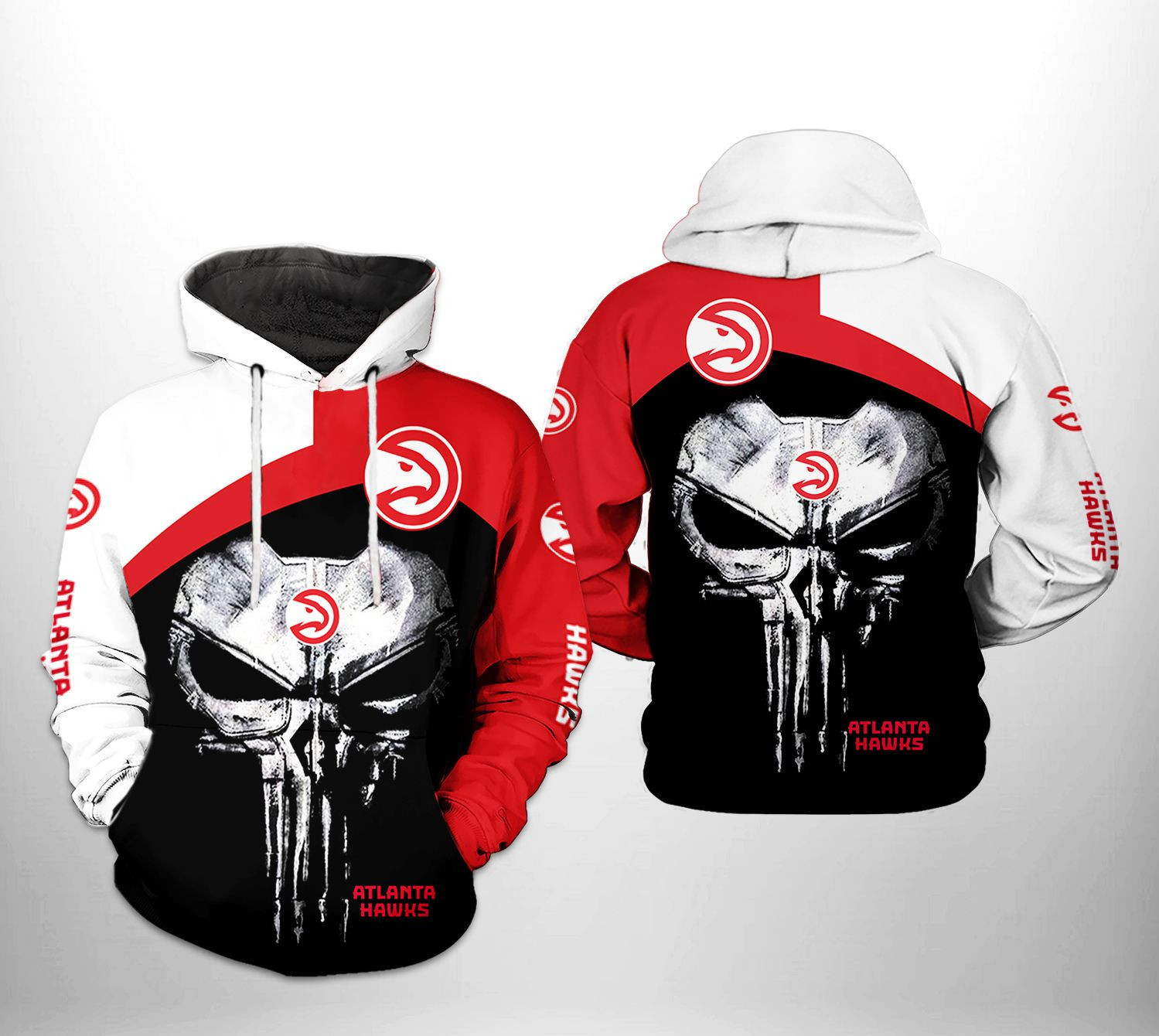 Atlanta Hawks NBA Skull Punisher Team 3D All Over Print Hoodie, Zip Hoodie
