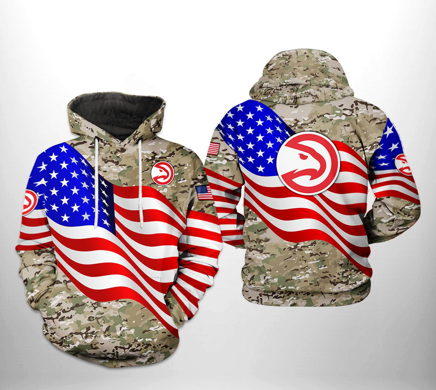 Atlanta Hawks NBA US Flag Camo Veteran Team 3D All Over Print Hoodie, Zip Hoodie