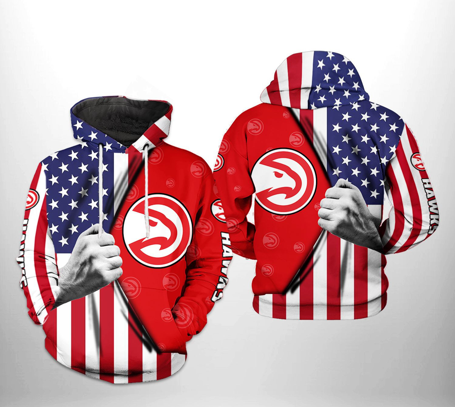Atlanta Hawks NBA US Flag Team 3D All Over Print Hoodie, Zip Hoodie
