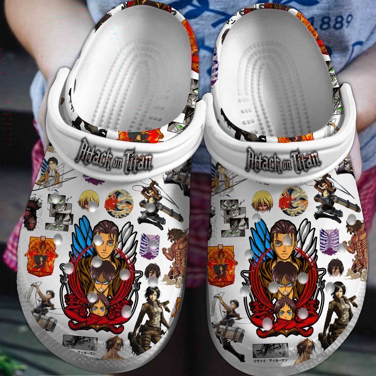 Attack On Titan Anime Cartoon Premium Crocs Crocband Clogs Shoes Comfortable For Men Women and Kids