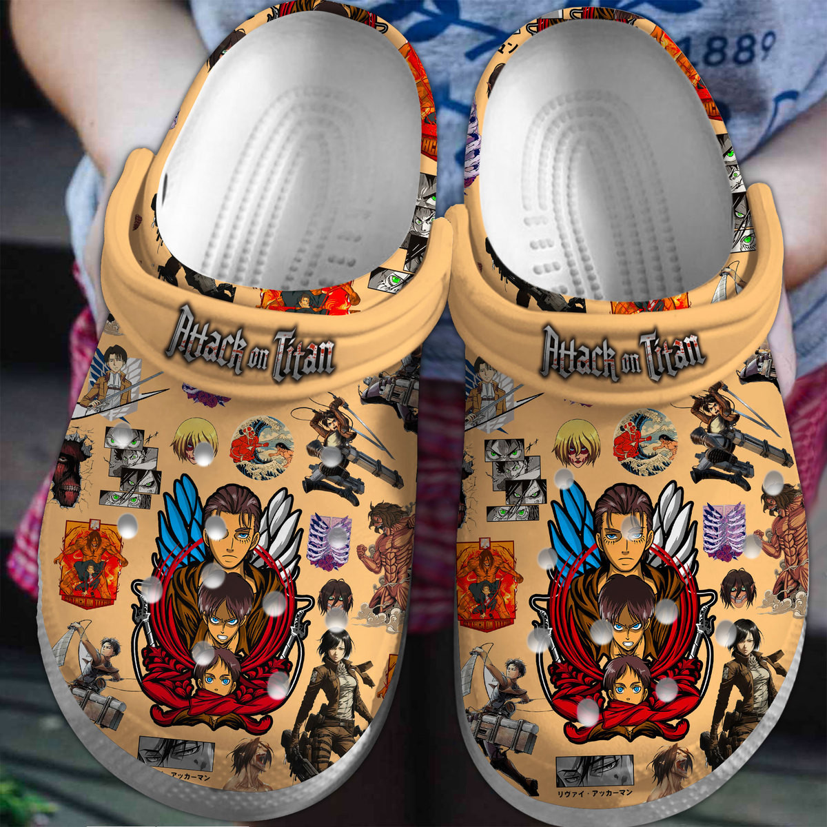 Attack On Titan Anime Cartoon Premium Crocs Crocband Clogs Shoes Comfortable For Men Women and Kids