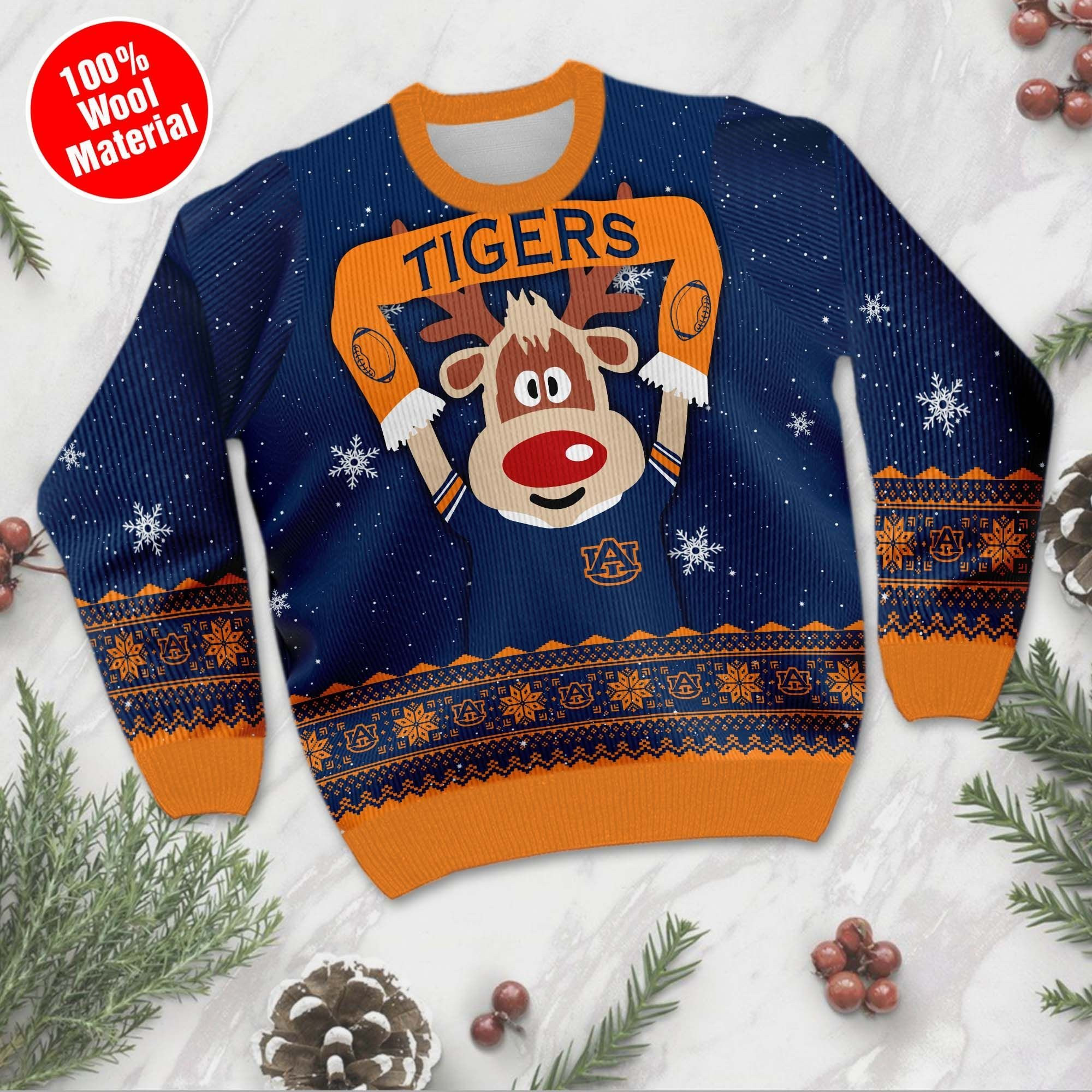 Auburn Tigers 2 Funny Ugly Christmas Sweater Adult 3D Funny Matching for family - Image 2