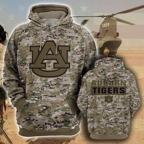 Auburn Tigers Camo Pattern Printed 3D All Over Print Hoodie, Zip Hoodie
