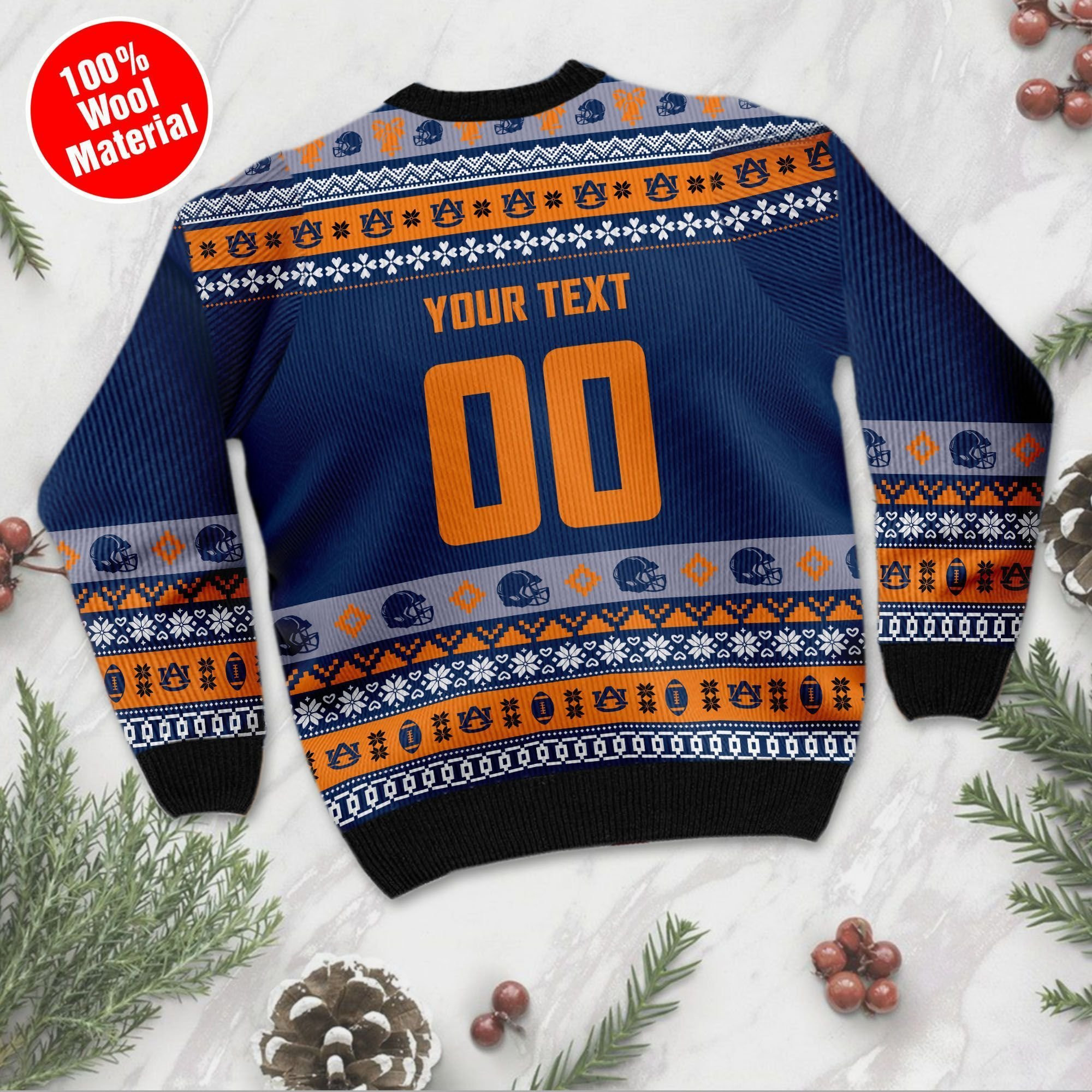 Auburn Tigers Custom Name & Number Personalized Ugly Christmas Sweater Adult 3D Funny Matching for family - Image 2