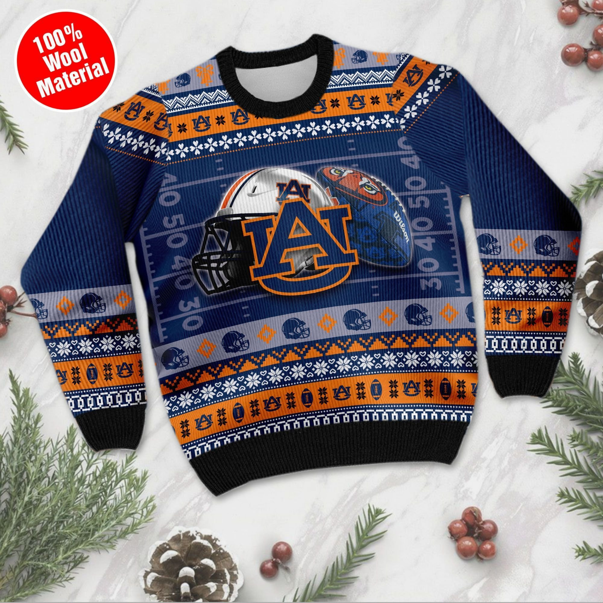 Auburn Tigers Custom Name & Number Personalized Ugly Christmas Sweater Adult 3D Funny Matching for family - Image 5