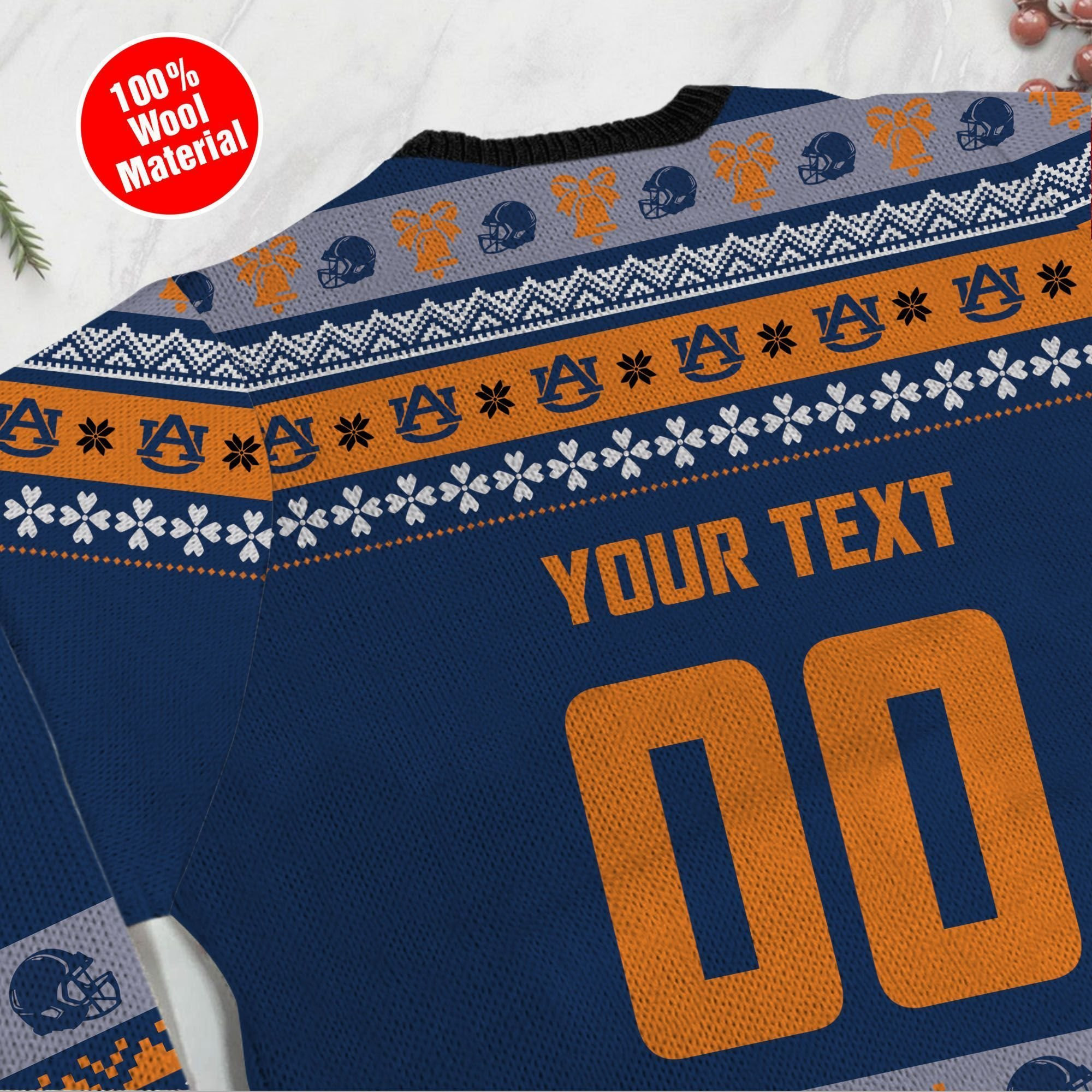Auburn Tigers Custom Name & Number Personalized Ugly Christmas Sweater Adult 3D Funny Matching for family - Image 4