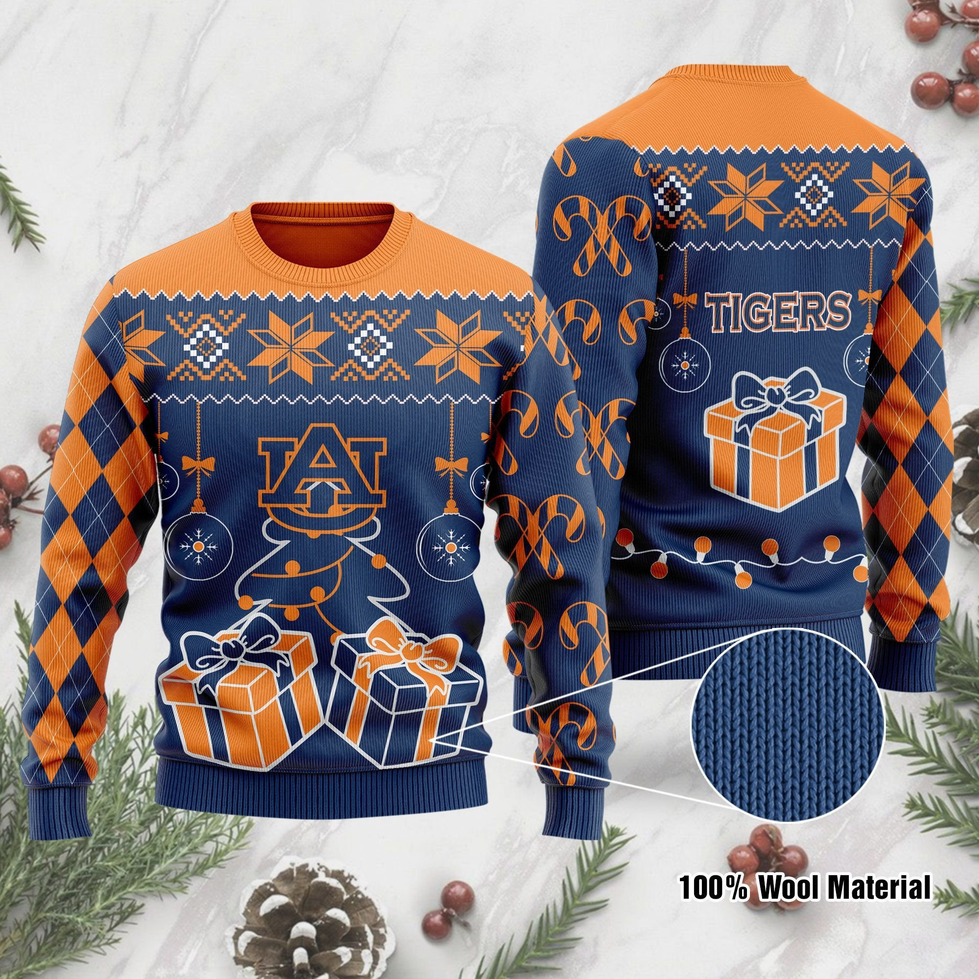 Auburn Tigers Funny Ugly Christmas Sweater Adult 3D Funny Matching for family