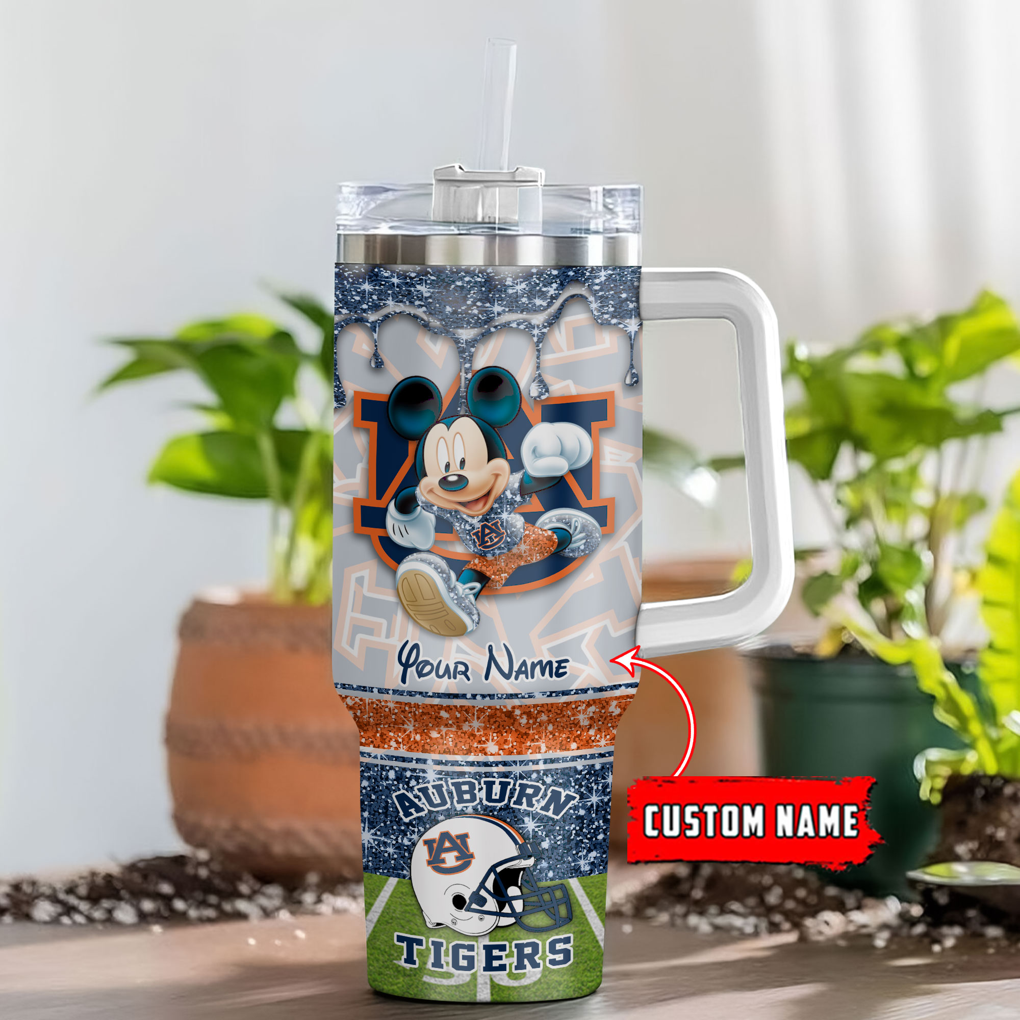 Auburn Tigers NCAA Mickey Mouse Glitter Custom Stanley Cup 40 oz 30 oz Tumbler With HandleTVC230123