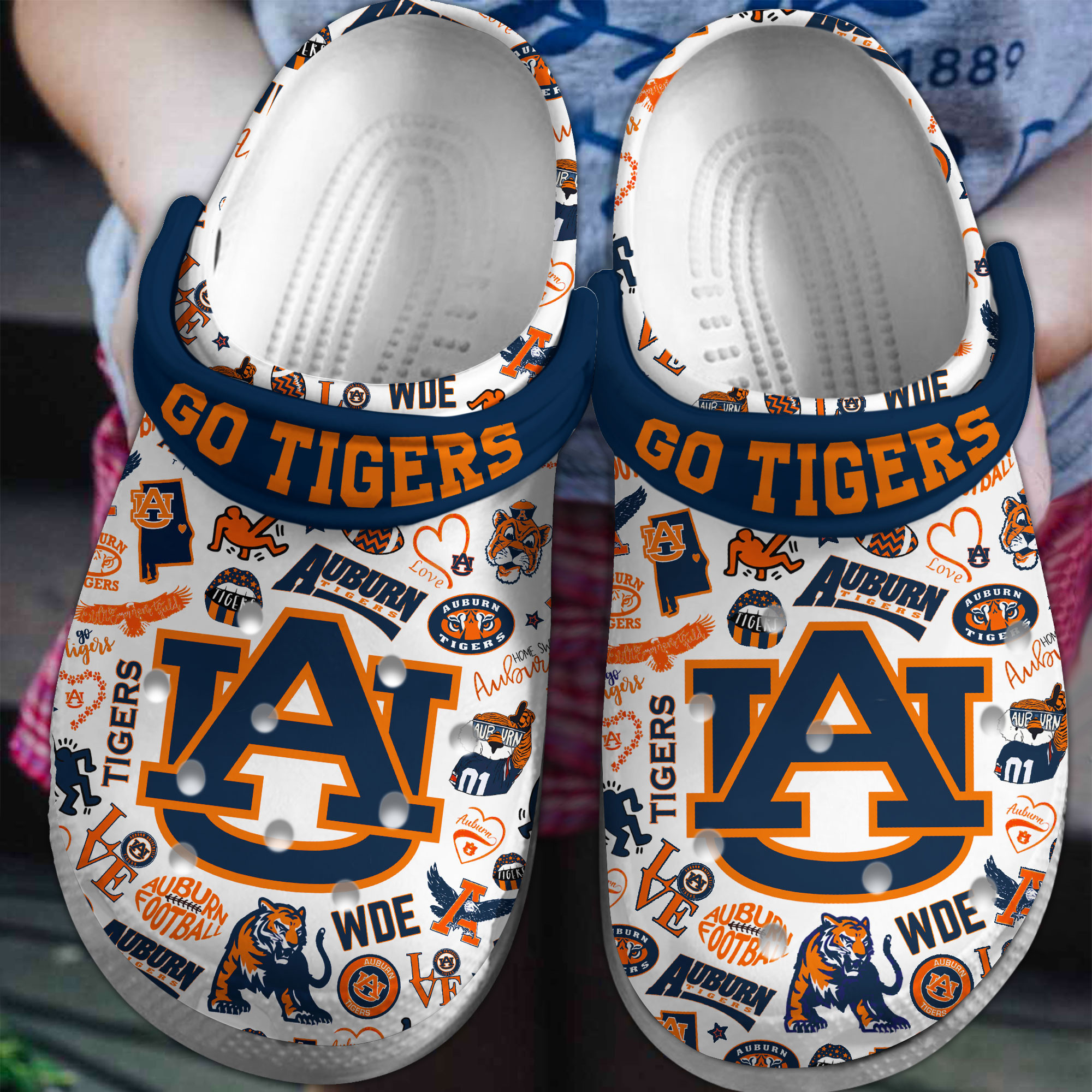Auburn Tigers NCAA Sport Crocs Crocband Clogs Shoes Comfortable For Men Women and Kids