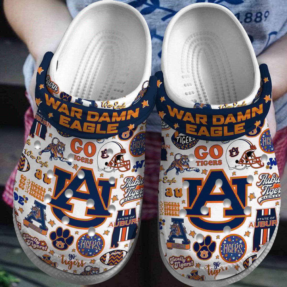 Auburn Tigers NCAA Sport Crocs Crocband Clogs Shoes Comfortable For Men Women and Kids