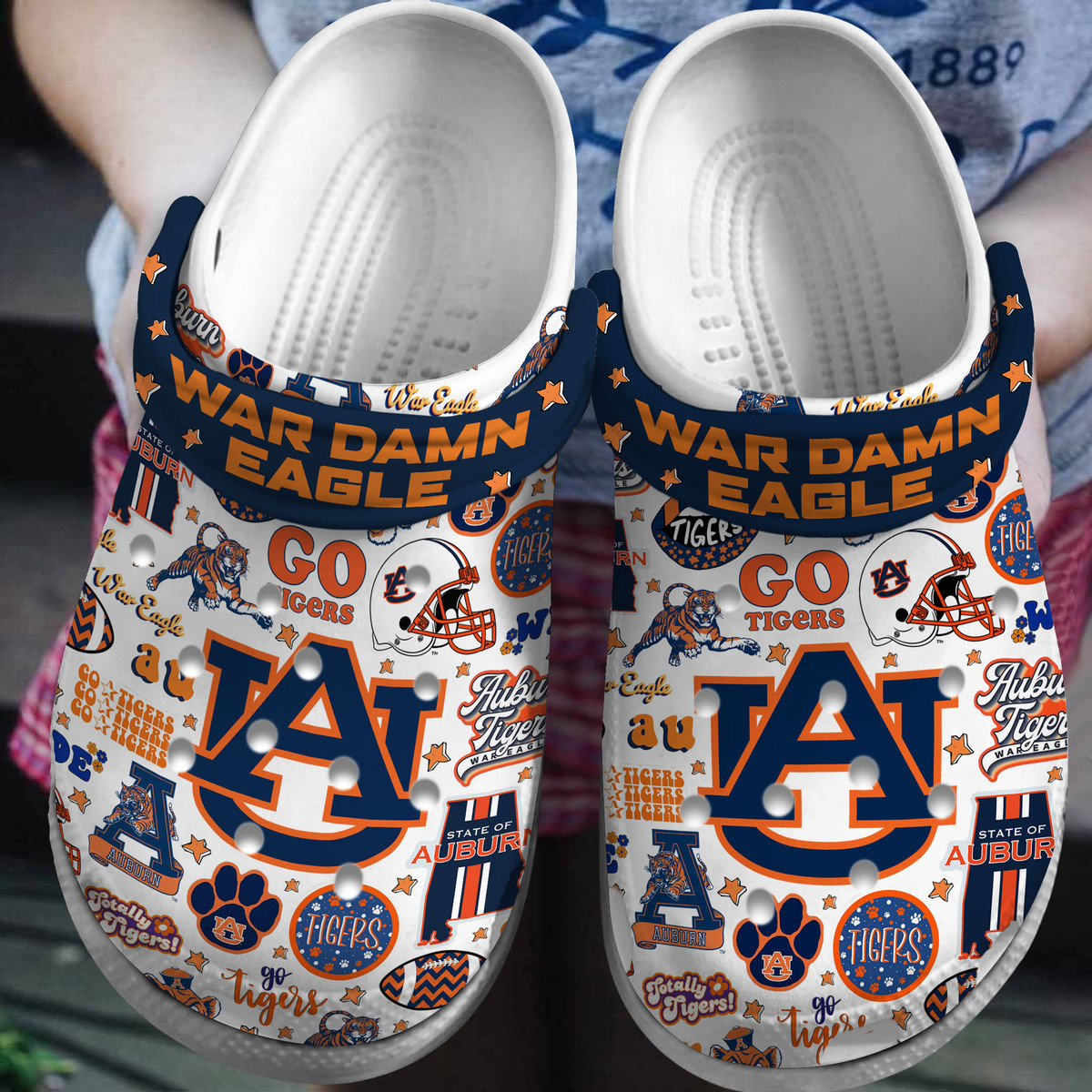 Auburn Tigers NCAA Sport Crocs Crocband Clogs Shoes Comfortable For Men Women and Kids