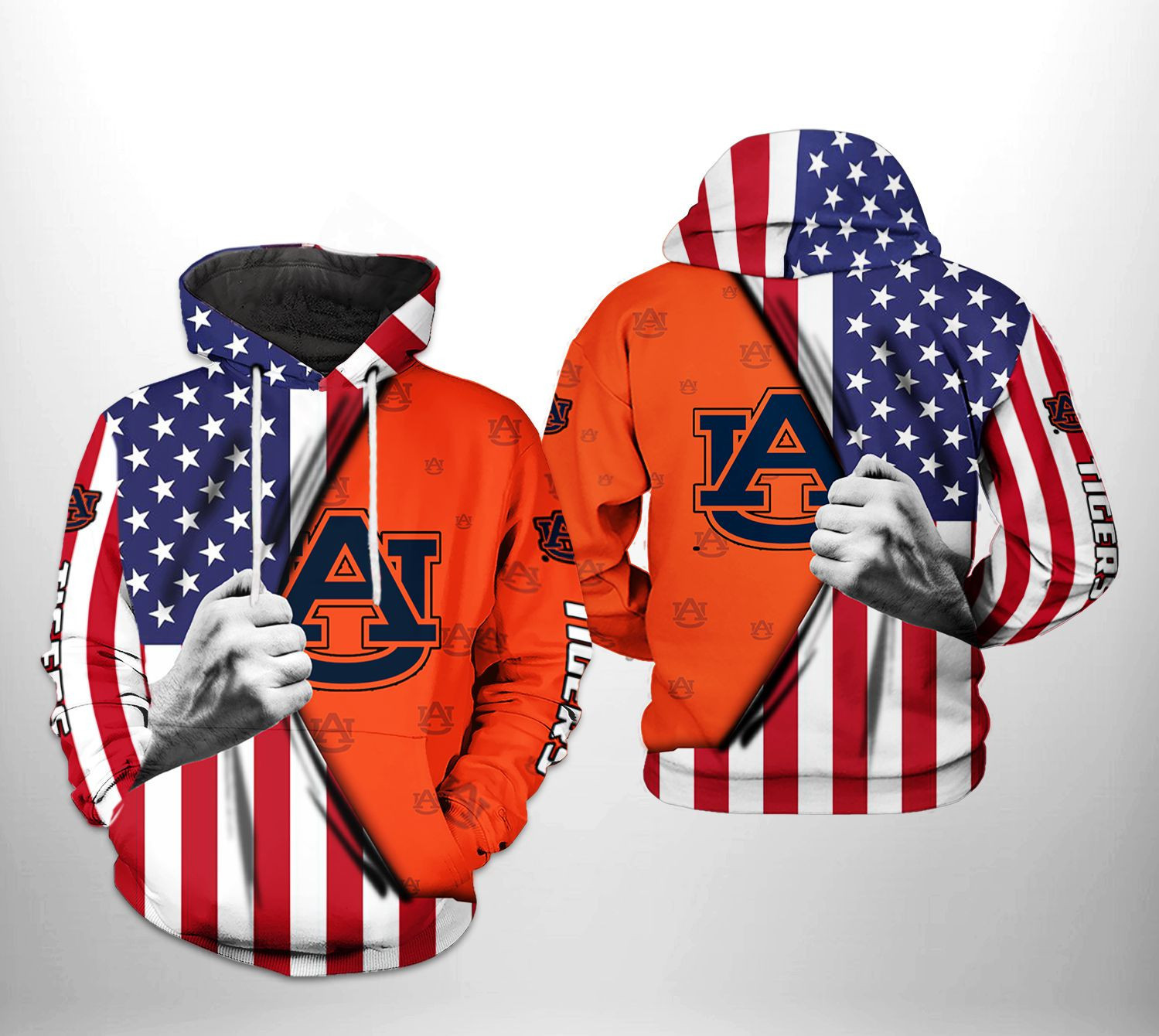 Auburn Tigers NCAA US FLag 3D All Over Print Hoodie, Zip Hoodie