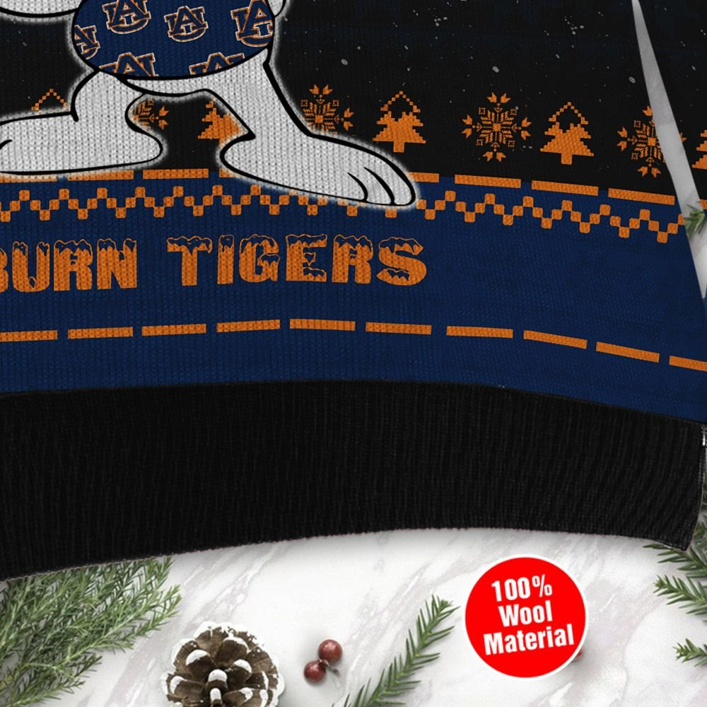 Auburn Tigers Snoopy Dabbing Ugly Christmas Sweater Adult 3D Funny Matching for family - Image 4