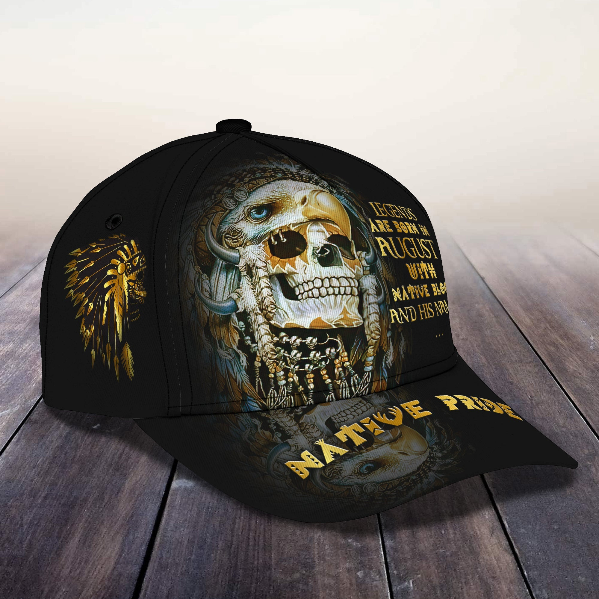 August Legend with Native Blood - Personalized Name Cap Trucker Hats Custom Hats Gifts For Men & Women