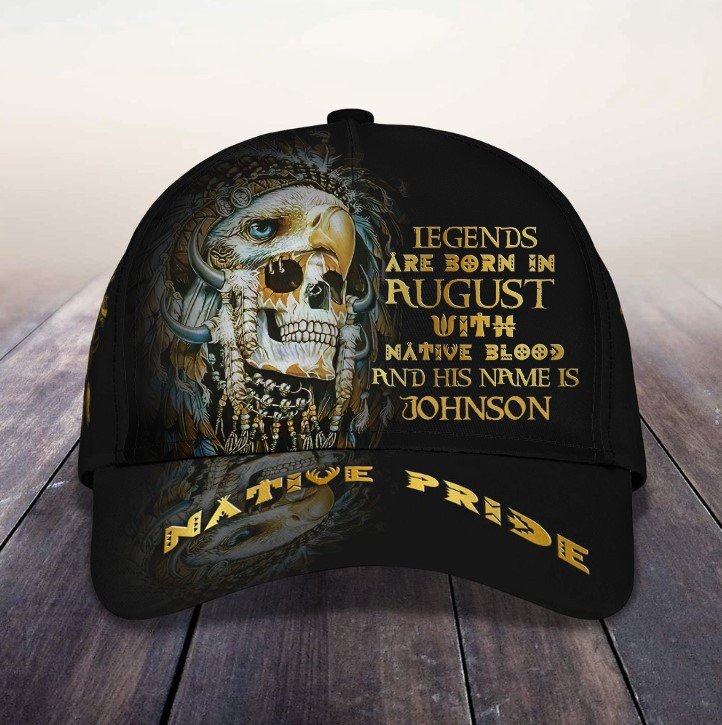 August Legend with Native Blood - Personalized Name Cap Trucker Hats Custom Hats Gifts For Men & Women