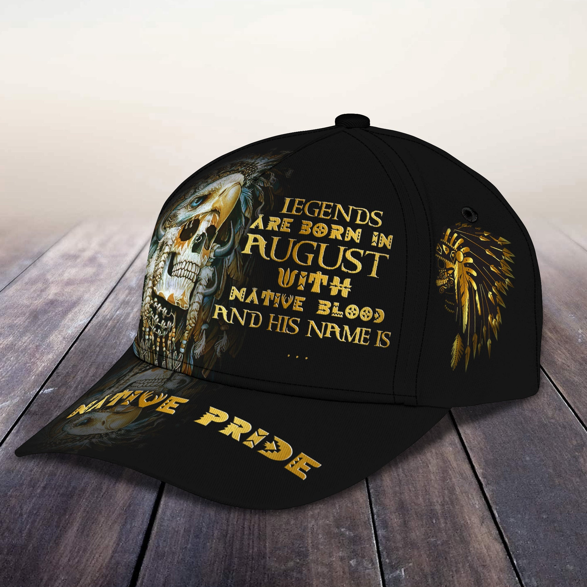 August Legend with Native Blood - Personalized Name Cap Trucker Hats Custom Hats Gifts For Men & Women