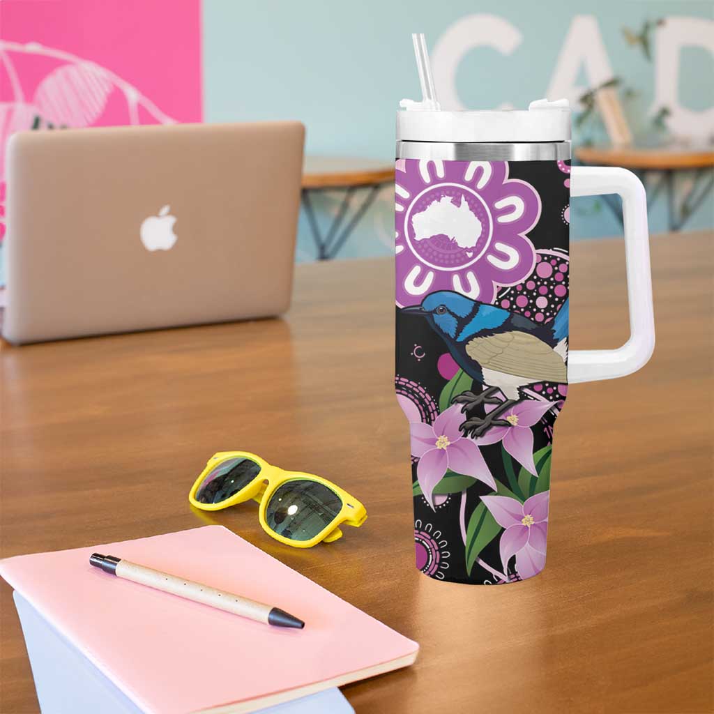 Australia Boronia And Malurus Cyaneus Aboriginal Art Custom Stanley Cup 40 oz 30 oz Tumbler With HandleTVC2301331 - Image 5