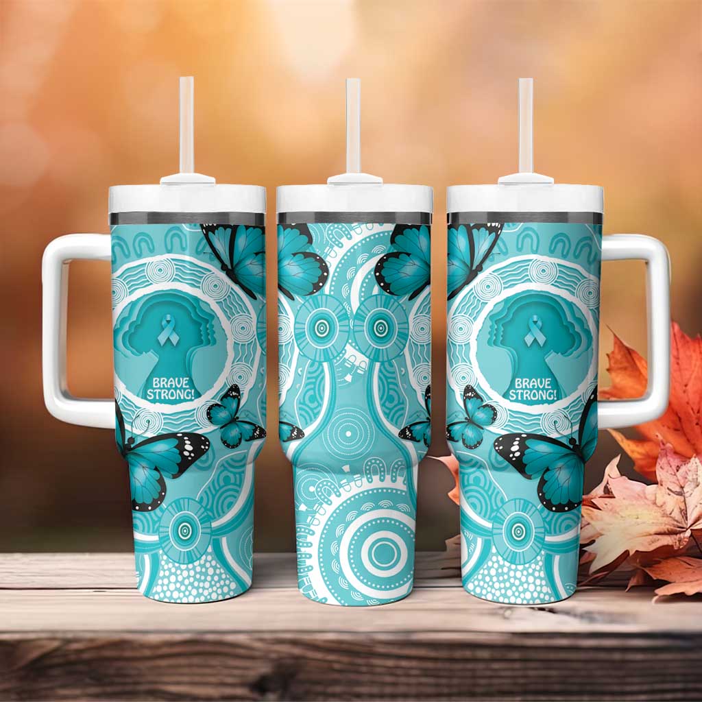 Australia Cervical Cancer Awareness Month Brave Strong Butterfly Aboriginal Art Custom Stanley Cup 40 oz 30 oz Tumbler With HandleTVC2301318