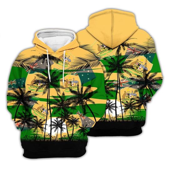 Australia Coconut Pattern Hawaiian Soccer Team, Australia World Cup 2022, Football Fans 3D Sweater - Image 14