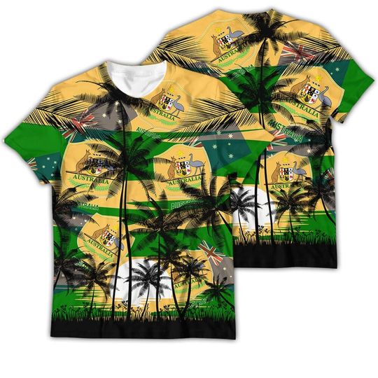 Australia Coconut Pattern Hawaiian Soccer Team, Australia World Cup 2022, Football Fans 3D Sweater - Image 13