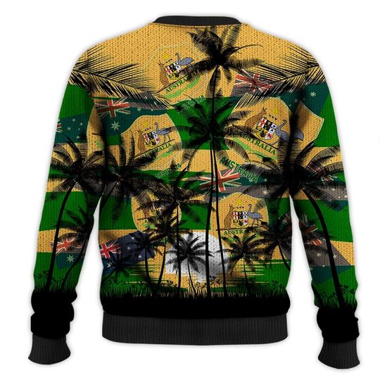 Australia Coconut Pattern Hawaiian Soccer Team, Australia World Cup 2022, Football Fans 3D Sweater - Image 12