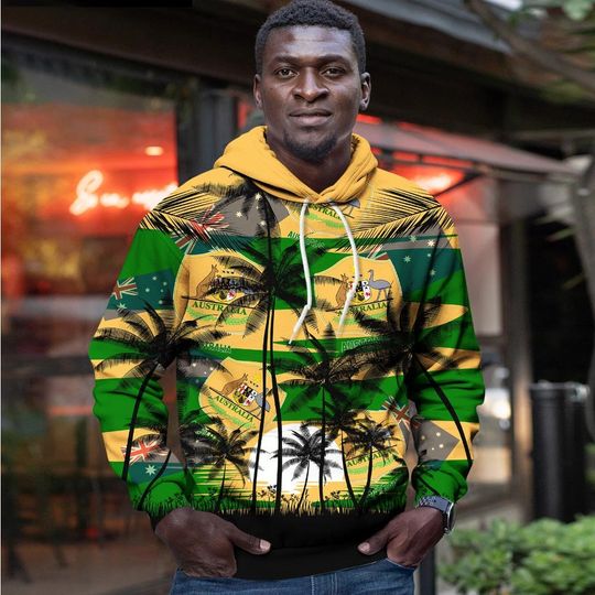 Australia Coconut Pattern Hawaiian Soccer Team, Australia World Cup 2022, Football Fans 3D Sweater - Image 16