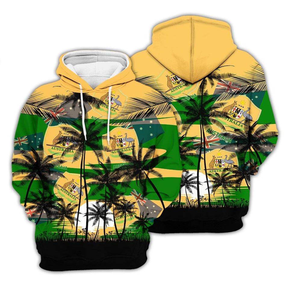 Australia Coconut Pattern Hawaiian Soccer Team, Australia World Cup 2022, Football Fans 3D Sweater - Image 5