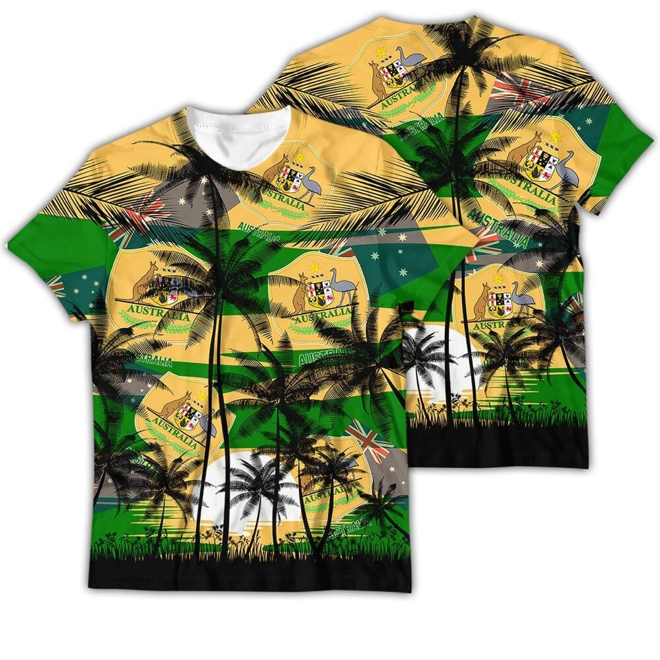 Australia Coconut Pattern Hawaiian Soccer Team, Australia World Cup 2022, Football Fans 3D Sweater - Image 4