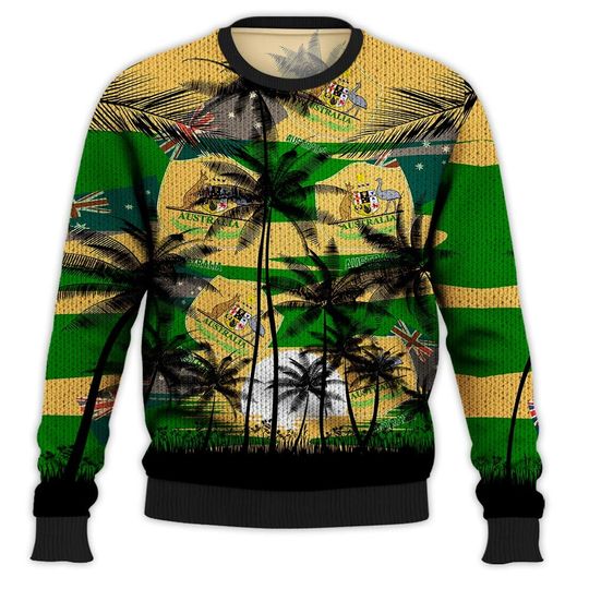 Australia Coconut Pattern Hawaiian Soccer Team, Australia World Cup 2022, Football Fans 3D Sweater - Image 11