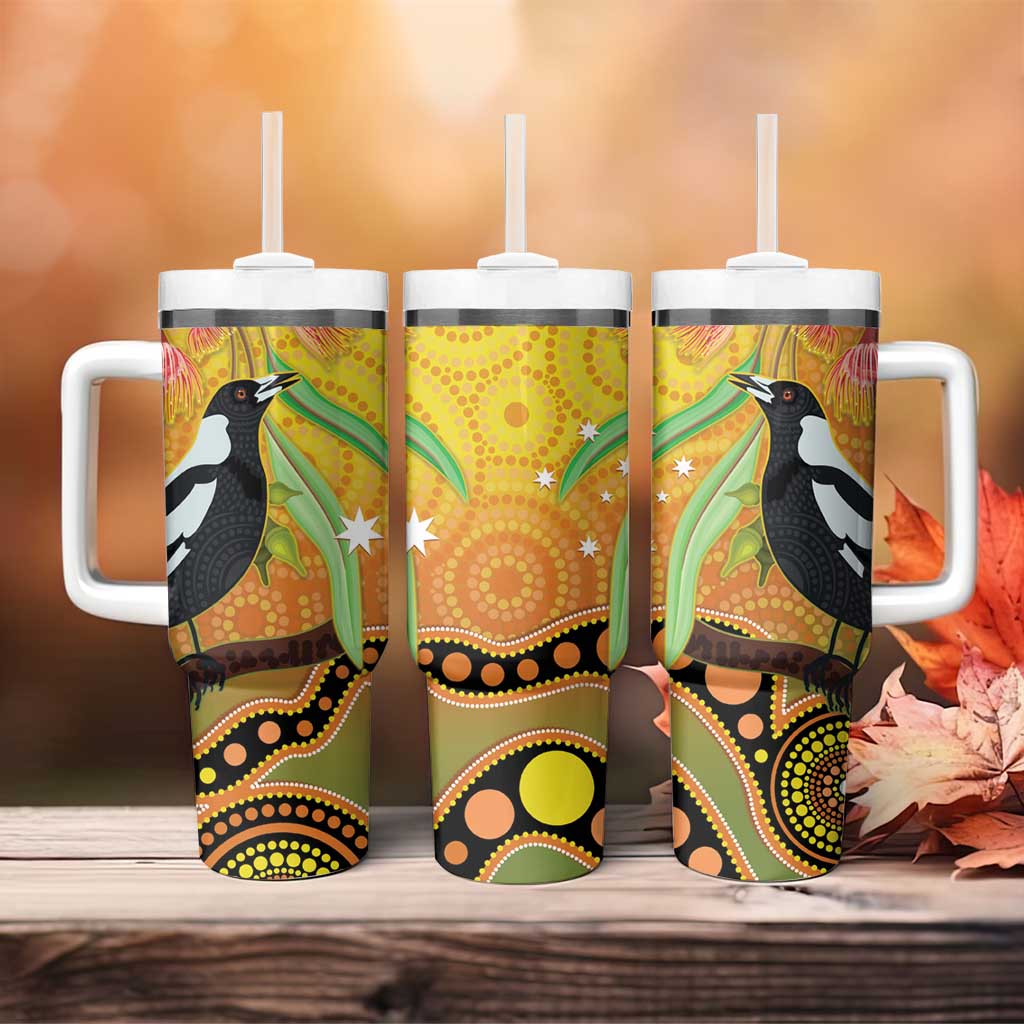 Australia Eucalyptus Flower And Magpie Aboriginal Art Custom Stanley Cup 40 oz 30 oz Tumbler With HandleTVC2301333