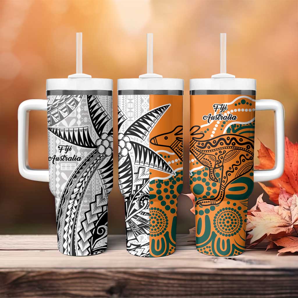 Australia-Fiji Palm and Kangaroo Polynesia Tapa Mixed Indigenous Aboriginal Custom Stanley Cup 40 oz 30 oz Tumbler With HandleTVC2301319