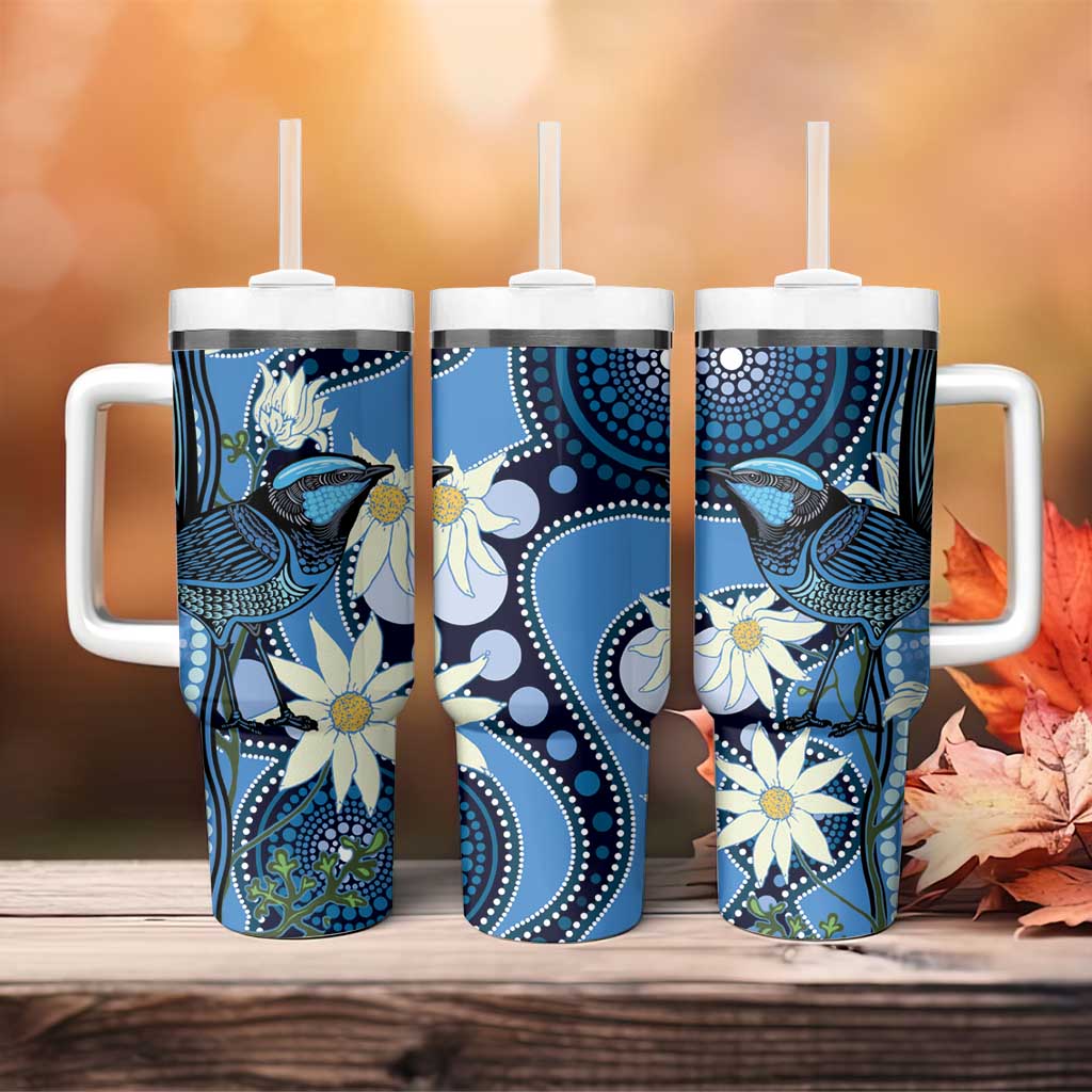 Australia Flannel Flower With Superb Fairy-wren Aboriginal Art Custom Stanley Cup 40 oz 30 oz Tumbler With HandleTVC2301320