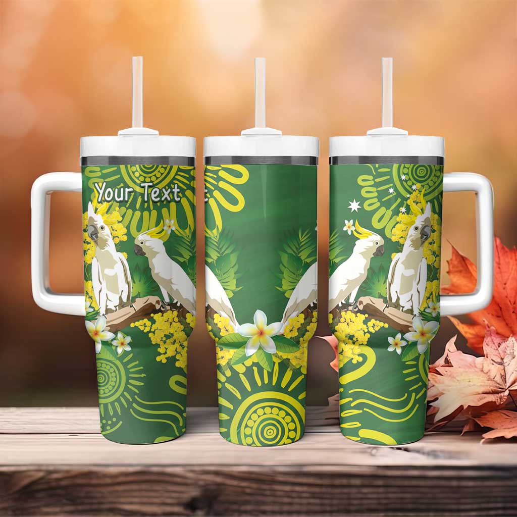 Australia Golden Wattle With Cacatua Galerita Aboriginal Art Custom Stanley Cup 40 oz 30 oz Tumbler With HandleTVC2301320