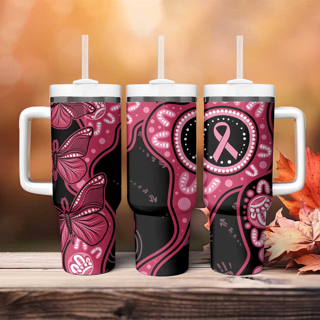 Australia Indigenous Breast Cancer Black Aboriginal Butterfly Custom Stanley Cup 40 oz 30 oz Tumbler With HandleTVC2301322