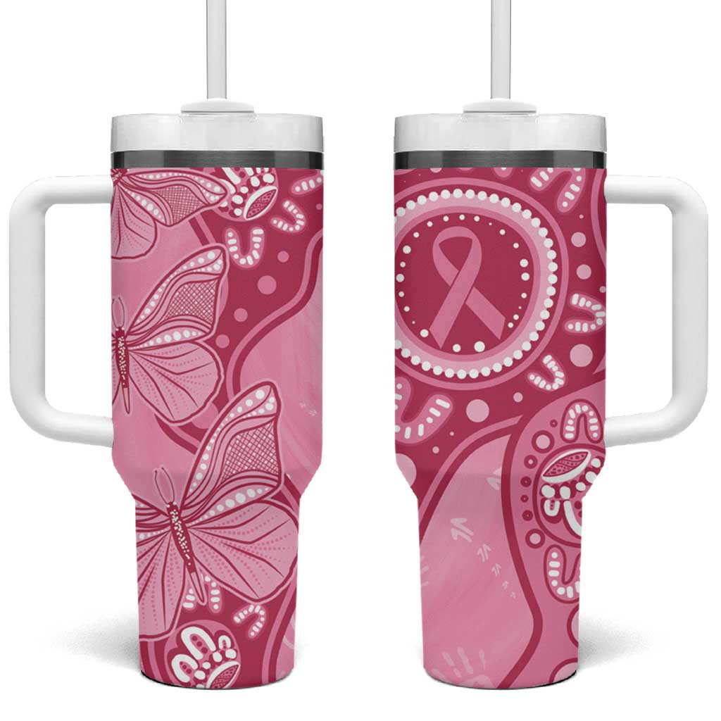 Australia Indigenous Breast Cancer Pink Aboriginal Butterfly Custom Stanley Cup 40 oz 30 oz Tumbler With HandleTVC2301324 - Image 2