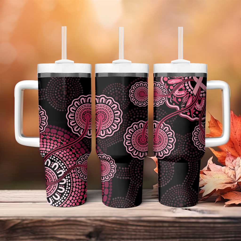 Australia Indigenous Breast Cancer Ribbon Aboriginal Art â€“ Black Custom Stanley Cup 40 oz 30 oz Tumbler With HandleTVC2301321