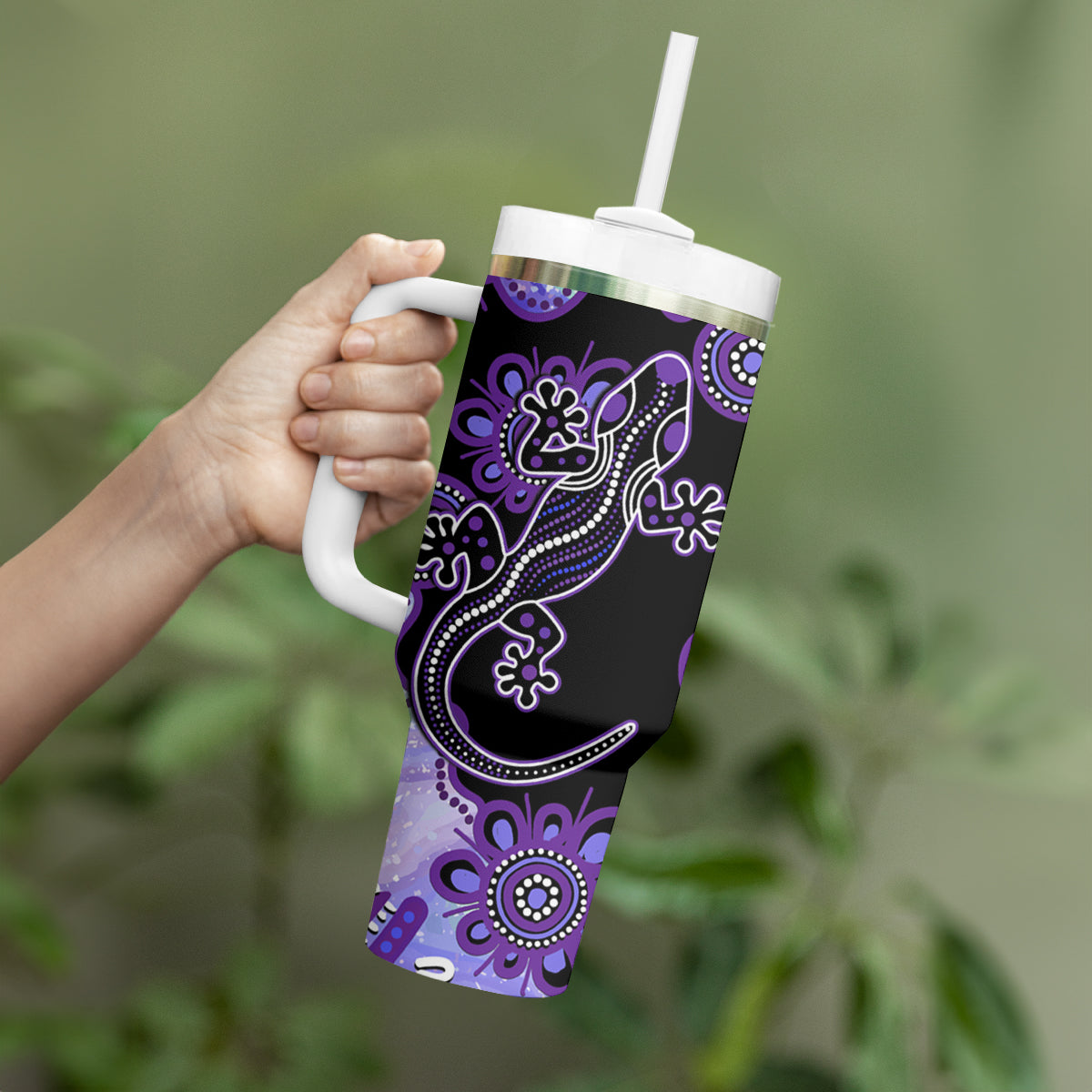 Australia Opal Aussie Lizard With Aboriginal Art â€“ Purple Custom Stanley Cup 40 oz 30 oz Tumbler With HandleTVC2301321