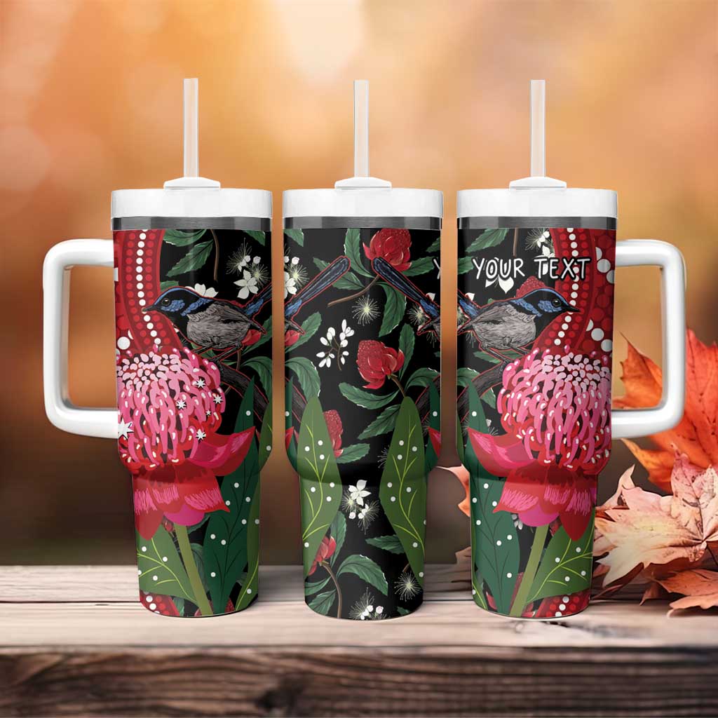 Australia Waratah With Superb Fairywren Aboriginal Art Custom Stanley Cup 40 oz 30 oz Tumbler With HandleTVC2301322
