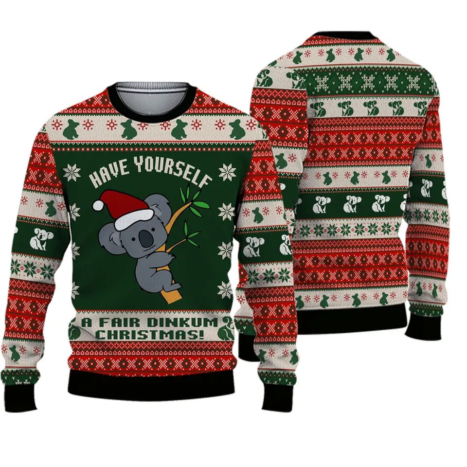 Australian Fair Dinkum Christmas Ugly 3D Sweater